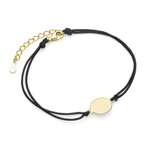 Bratara cu snur negru cu banut argint placat cu aur galben DiAmanti Z1667BG_B-DIA (Argint 925‰ 0,7 g.)